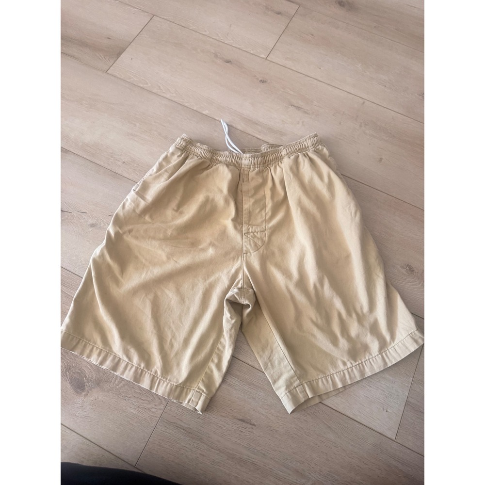 Stussy vintage Mens Tan Khaki Elastic Waist Beach Shorts Cotton Size Medium